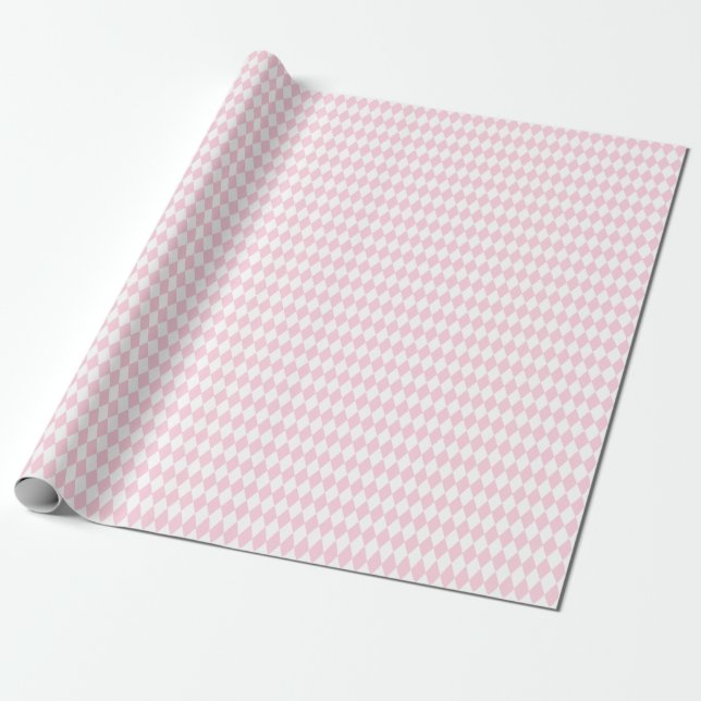 Medium Ljus rosa och White Harlequin Presentpapper (Utrullad)
