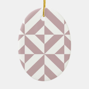 Medium Mauve Geometric Deco Cube Mönster Julgransprydnad Keramik