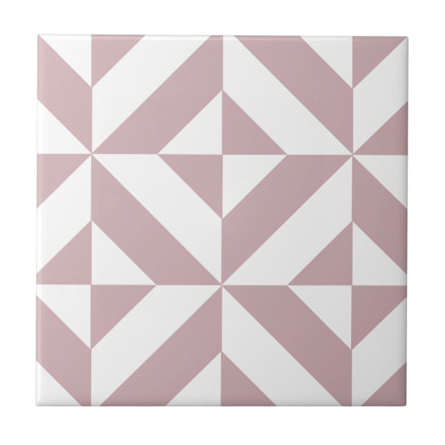 Medium Mauve Geometric Deco Cube Mönster Kakelplatta (Framsidan)