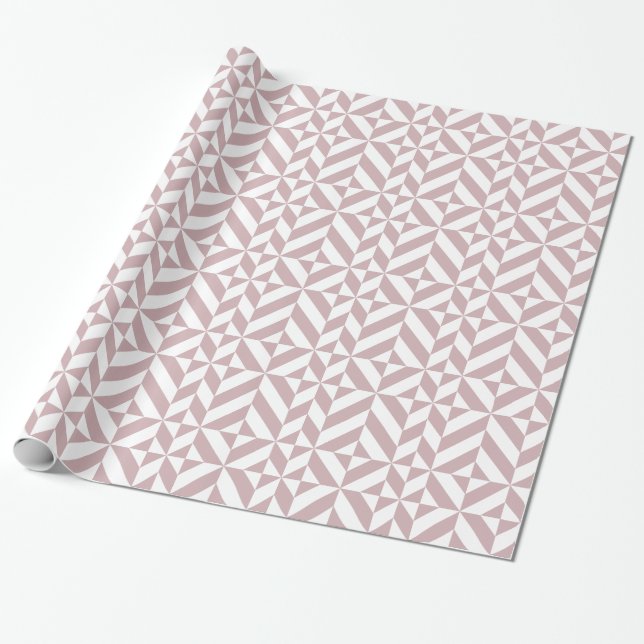 Medium Mauve Geometric Deco Cube Mönster Presentpapper (Utrullad)
