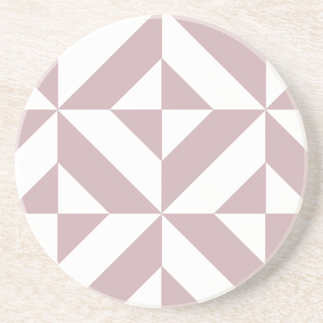 Medium Mauve Geometric Deco Cube Mönster Underlägg Sandsten (Framsidan)