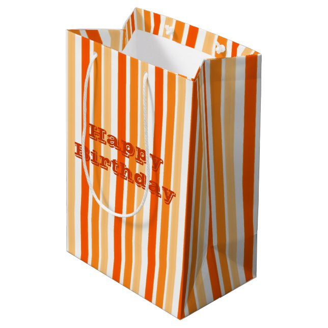 Medium Orange Rand Birthday Gift-Bag (Baksidan Vinklad)