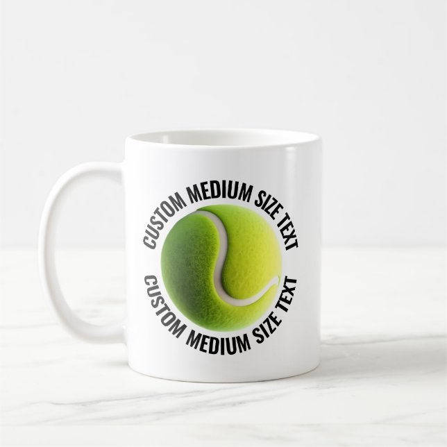 Medium Personalized Text Tennis Ball  11oz. Custom Kaffemugg (Vänster)