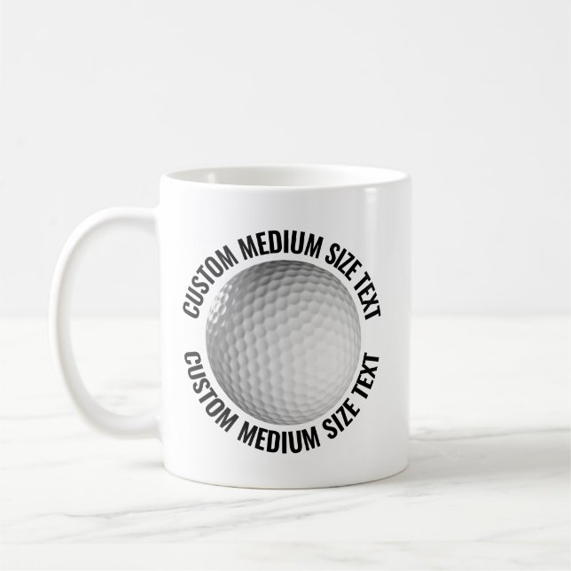 Medium Personlig Text Golfboll 330g. Anpassad Kaffemugg (Vänster)