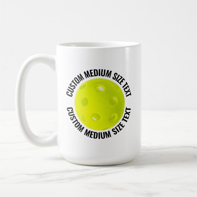 Medium Personlig Text Pickleball 15 oz. Anpassad Kaffemugg (Vänster)