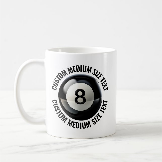 Medium Personlig Text Poll 8 Ball 11oz. Anpassad Kaffemugg (Vänster)