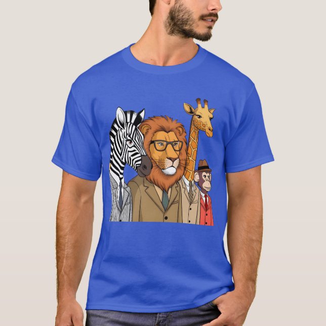 medium shot of a funny cartoon animals retro t shirt (Framsida)