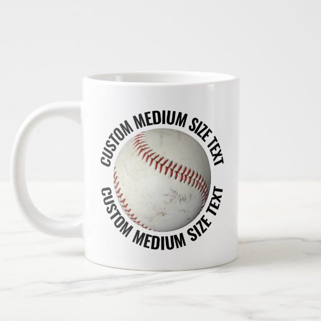Medium Size Personalized Text Baseball Custom Jumbo Mugg (Vänster)