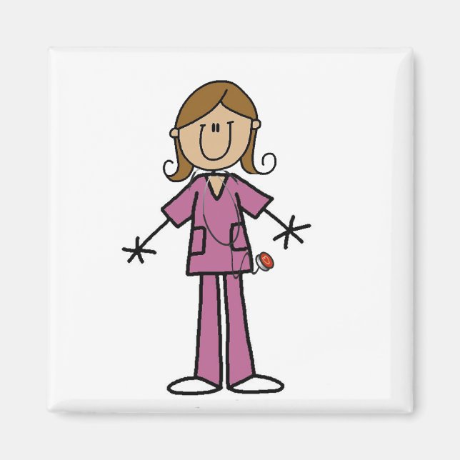 Medium Skin Stick figur Female Sjuksköterska Magnet (Framsidan)