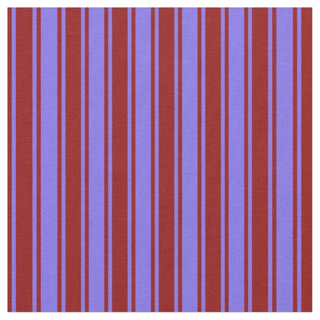 Medium Slate Blue & Mörk Red Rand Tyg (Närbild)