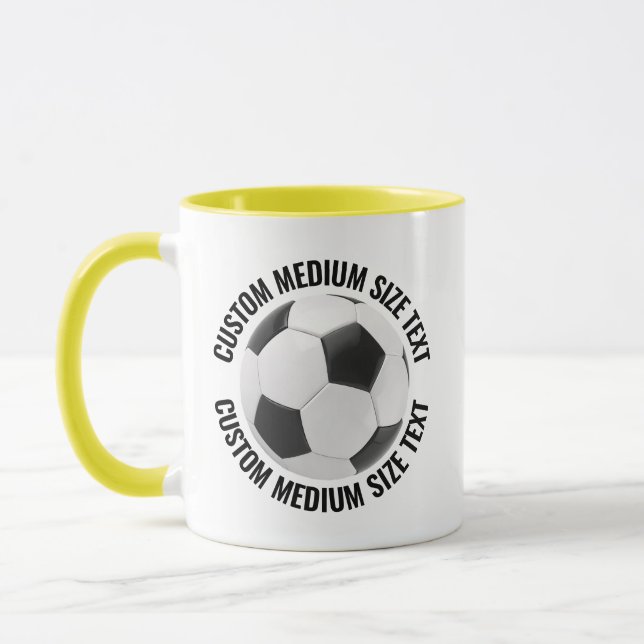 Medium Text GUL Combo 11oz Anpassad fotboll Mugg (Vänster)