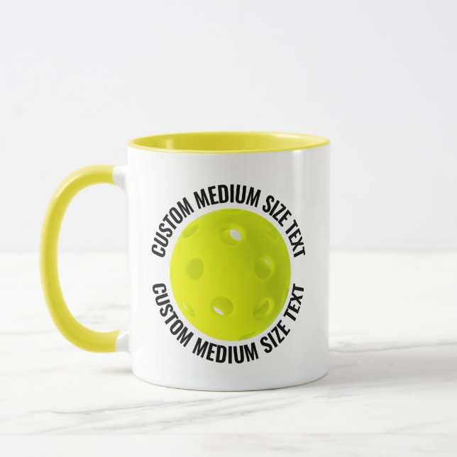 Medium Text GUL Combo 11oz Anpassad Pickleball Mugg (Vänster)