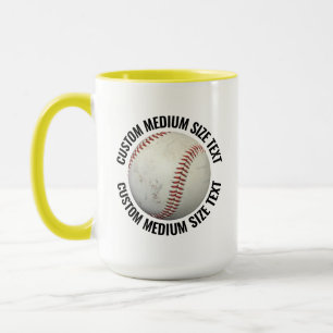Medium Text GUL Combo 15oz Anpassad Baseboll Mugg