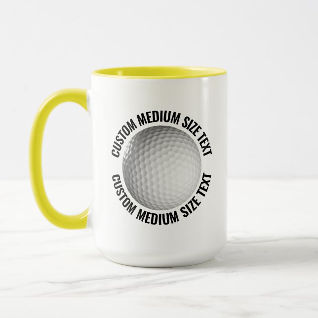 Medium Text GUL Combo 15oz Anpassad Golf Mugg (Vänster)
