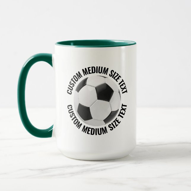 Medium Text Jägaregrön Combo 15oz Anpassad Fotboll Mugg (Vänster)