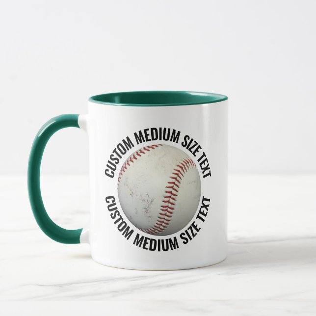 Medium Text JAKT. GRÖN Combo 11oz Anpassad Basebol Mugg (Vänster)