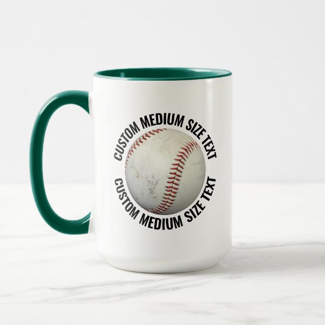Medium Text JAKT. GRÖN Kombi 15oz Anpassad Basebol Mugg (Vänster)