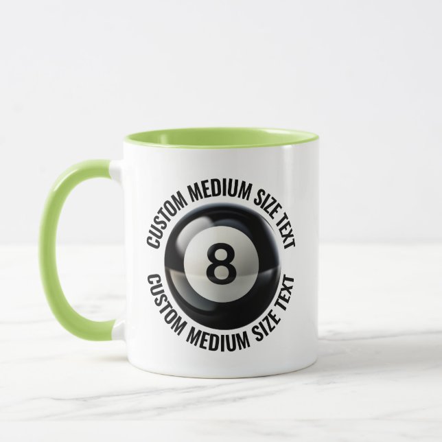 Medium Text LIME GRÖN Combo 11oz Anpassad 8 Ball Mugg (Vänster)