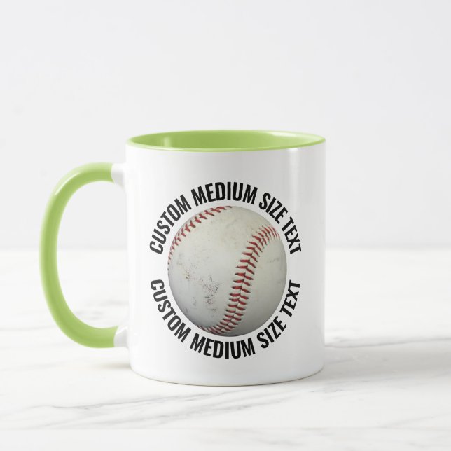 Medium Text LIME GRÖN Combo 11oz Anpassad Baseboll Mugg (Vänster)