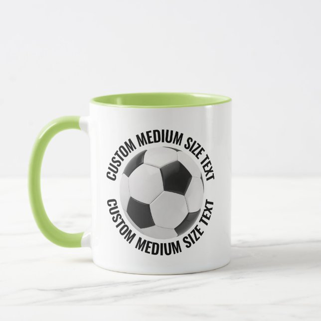 Medium Text LIME GRÖN Combo 11oz Anpassad Fotboll Mugg (Vänster)