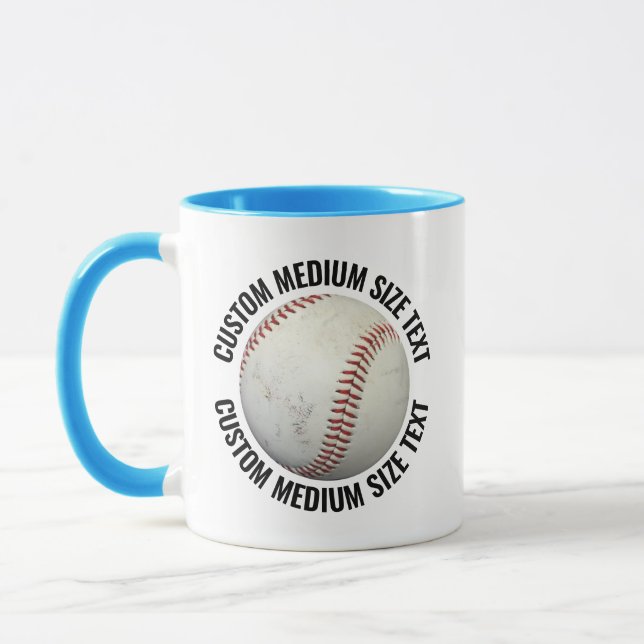 Medium Text Ljusblå Combo 11oz Anpassad Baseboll Mugg (Vänster)