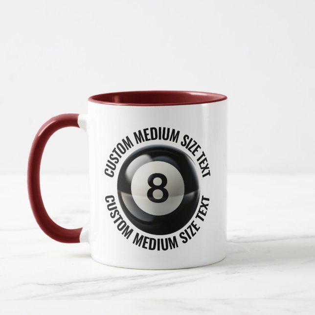 Medium Text MAROON Combo 11oz Anpassad 8 Ball Mugg (Vänster)