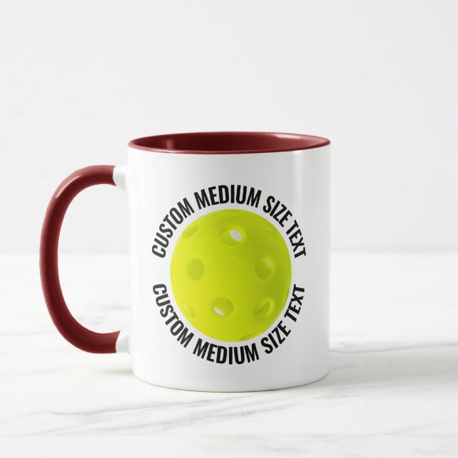 Medium Text MAROON Combo 11oz Anpassad Pickleball Mugg (Vänster)