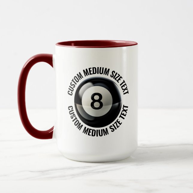 Medium Text MAROON Combo 15oz Anpassad 8 Ball Mugg (Vänster)