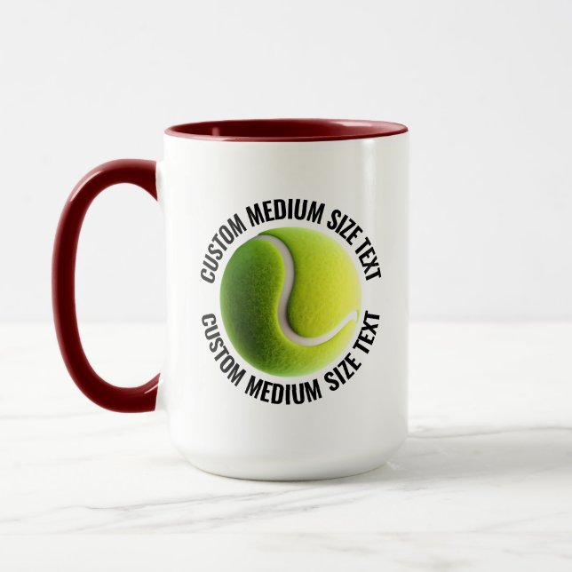 Medium Text MAROON Combo 15oz Anpassad Tennis Mugg (Vänster)