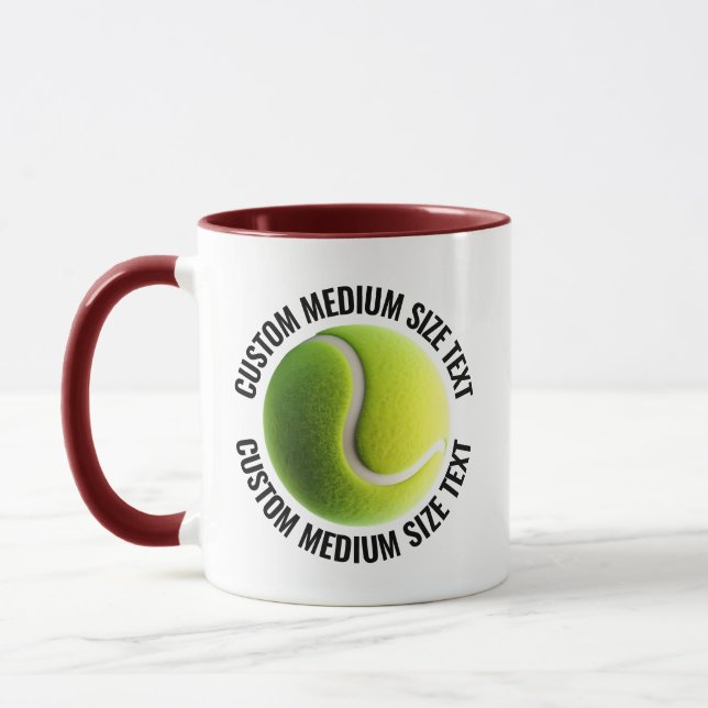Medium Text MAROON Kombi 11oz Anpassad Tennis Mugg (Vänster)