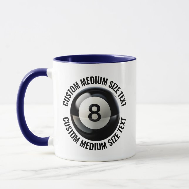 Medium Text NAVY BLÅ Combo 11oz Anpassad 8 Ball Mugg (Vänster)