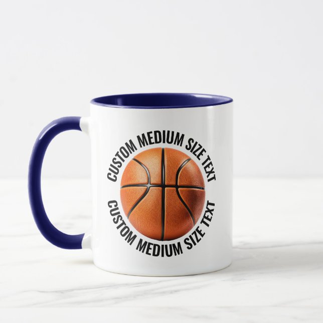 Medium Text NAVYBLÅ Kombi 320g Custom Basketboll Mugg (Vänster)