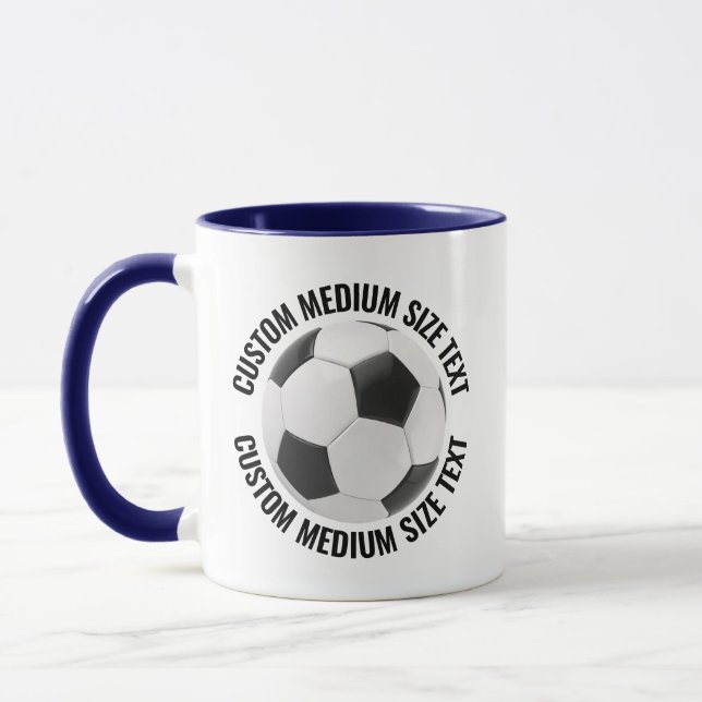 Medium Text NAVYBLÅ Kombi 320g Custom Fotboll Mugg (Vänster)