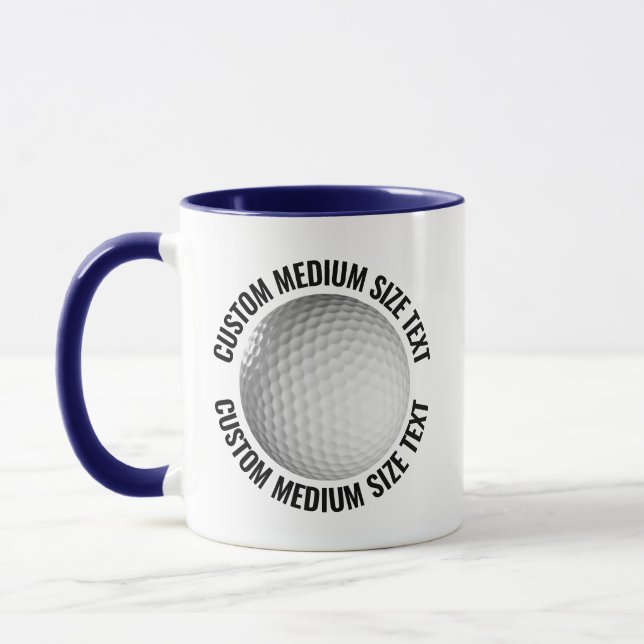 Medium Text NAVYBLÅ Kombi 320g Custom Golf Mugg (Vänster)