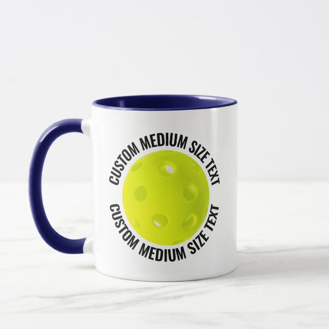 Medium Text NAVYBLÅ Kombi 320g Custom Pickleball Mugg (Vänster)