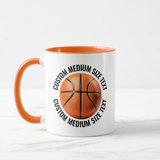 Medium Text ORANGE Combo 11oz Anpassad Basketboll Mugg (Vänster)