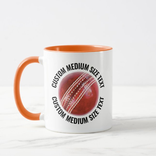 Medium Text ORANGE Combo 11oz Anpassad Cricket Mugg (Vänster)
