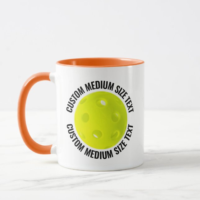 Medium Text ORANGE Combo 11oz Anpassad Pickleball Mugg (Vänster)