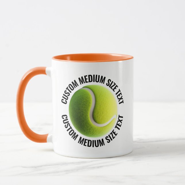 Medium Text ORANGE Combo 11oz Anpassad Tennis Mugg (Vänster)