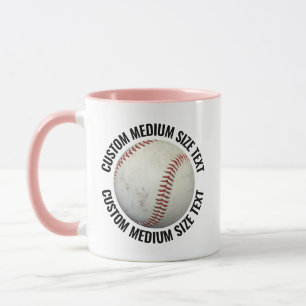 Medium Text PINK Combo 11oz Anpassad Baseboll Mugg