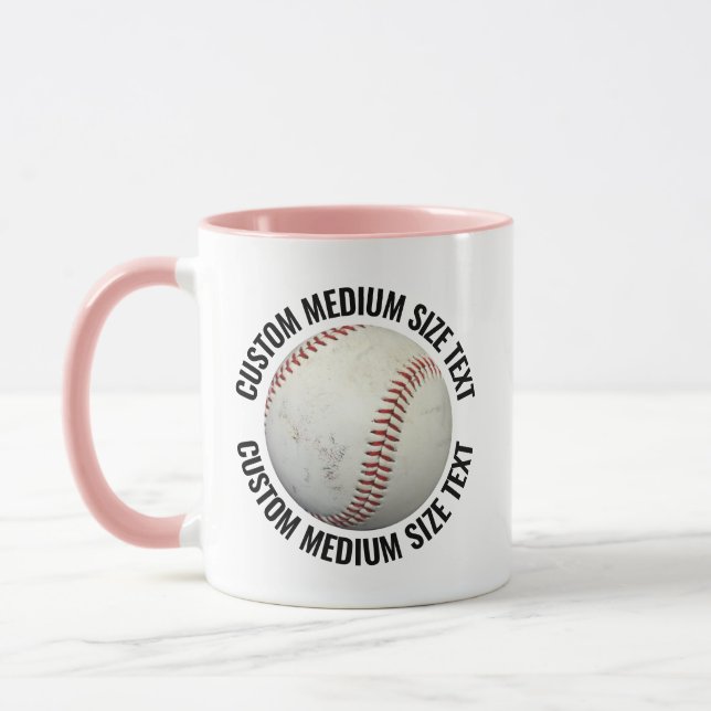 Medium Text PINK Combo 11oz Anpassad Baseboll Mugg (Vänster)