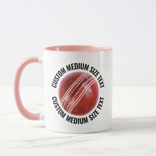 Medium Text PINK Combo 11oz Anpassad Cricket Mugg (Vänster)