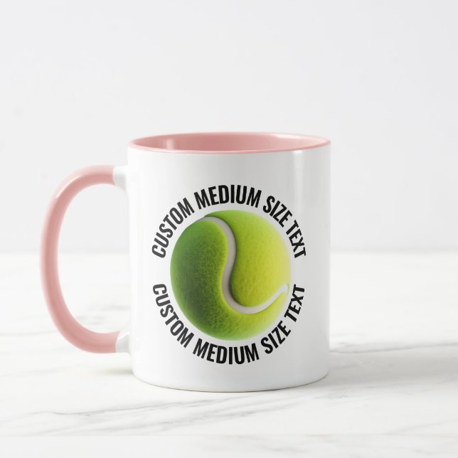 Medium Text PINK Combo 11oz Anpassad Tennis Mugg (Vänster)