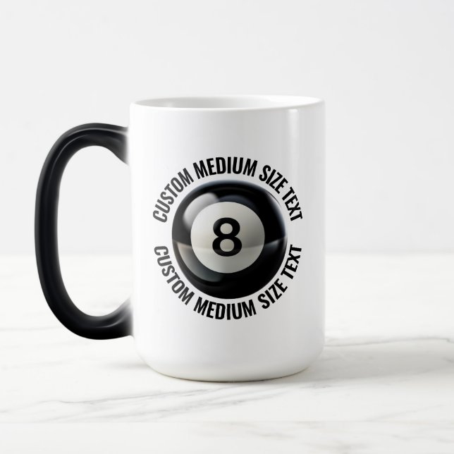 Medium Text, Pool 8 Ball 15oz Anpassad Värmeföränd Magisk Mugg (Vänster)