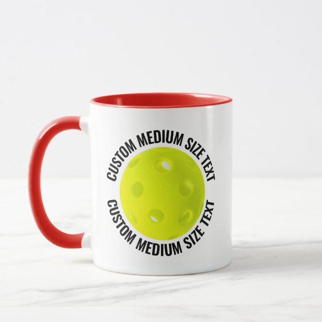 Medium Text RED Combo 11oz Anpassad Pickleball Mugg (Vänster)