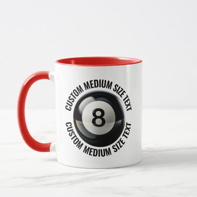 Medium Text RÖD Combo 11oz Anpassad 8 Ball Mugg (Vänster)