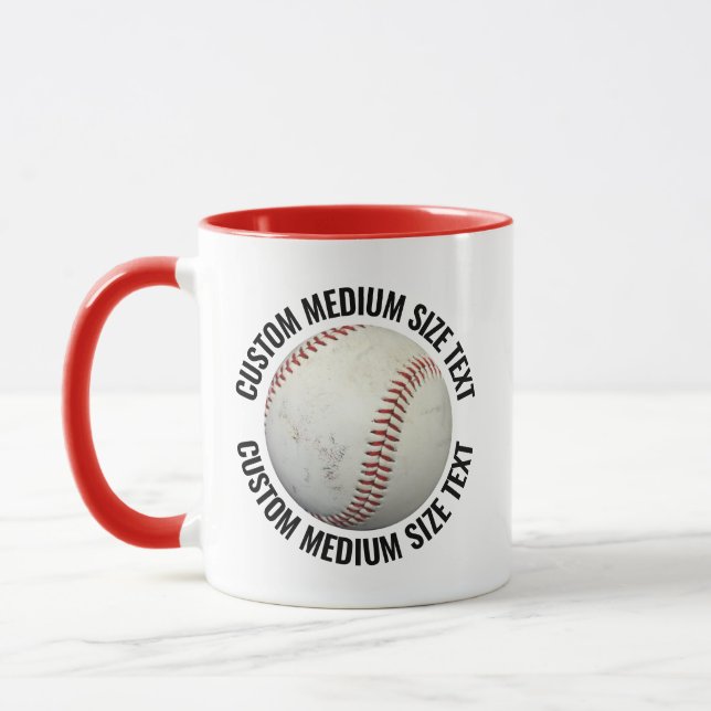 Medium Text RÖD Combo 11oz Anpassad Baseboll Mugg (Vänster)