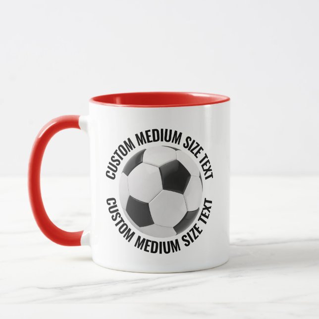 Medium Text RÖD Combo 11oz Anpassad Fotboll Mugg (Vänster)
