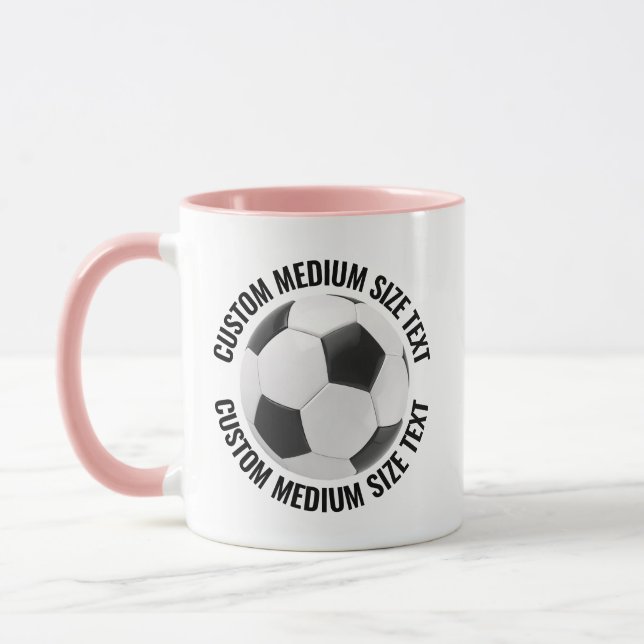 Medium Text RÖD Combo 11oz Anpassad Fotboll Mugg (Vänster)