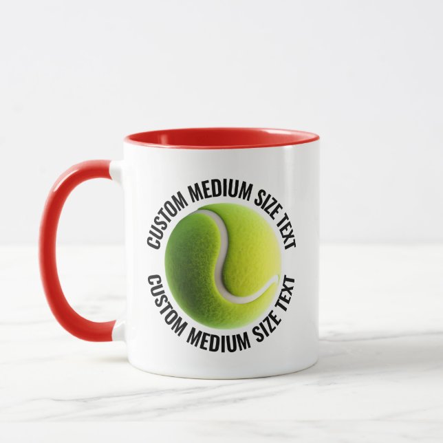 Medium Text RÖD Combo 11oz Anpassad Tennis Mugg (Vänster)